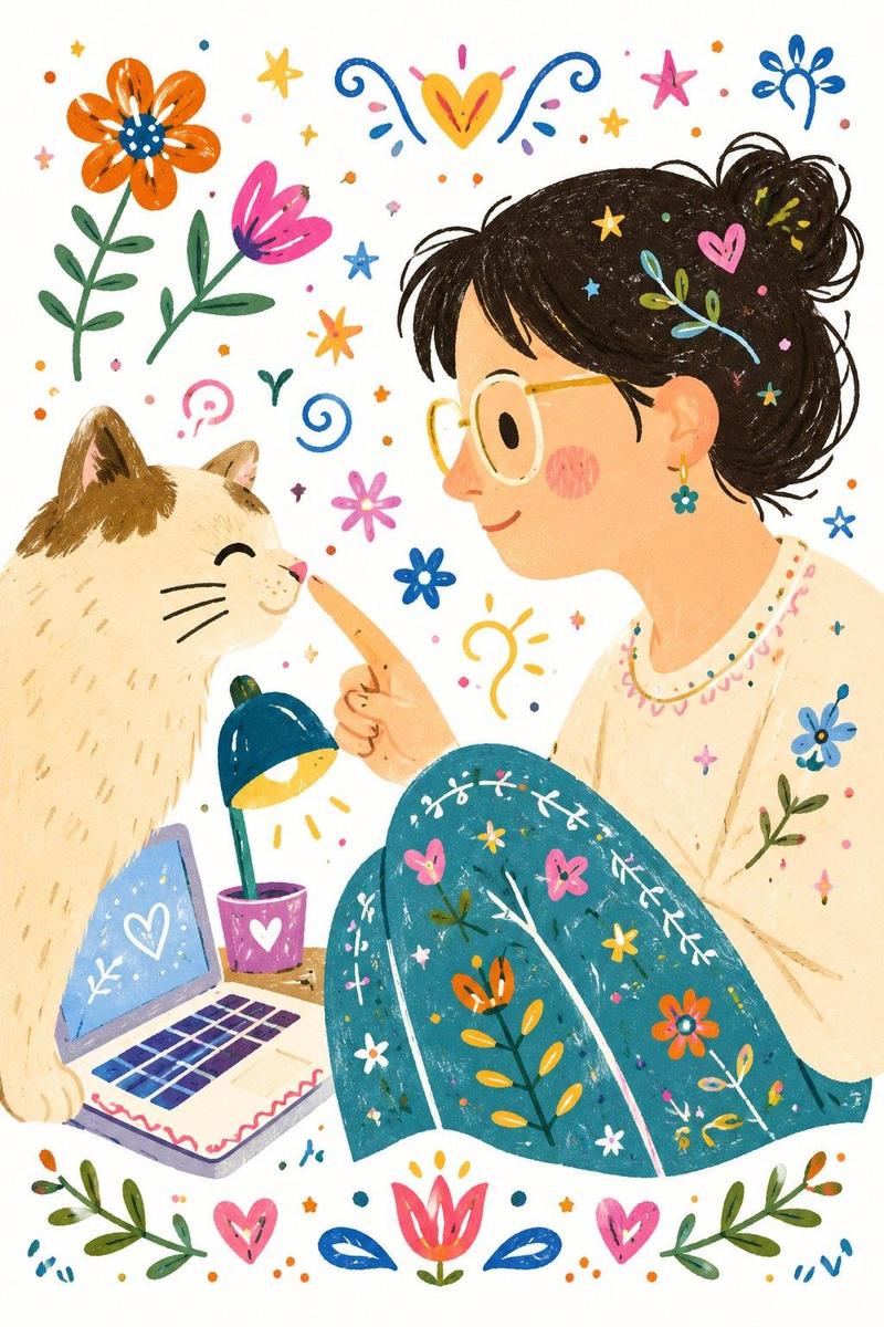 装饰性民间扁平涂鸦风格插画