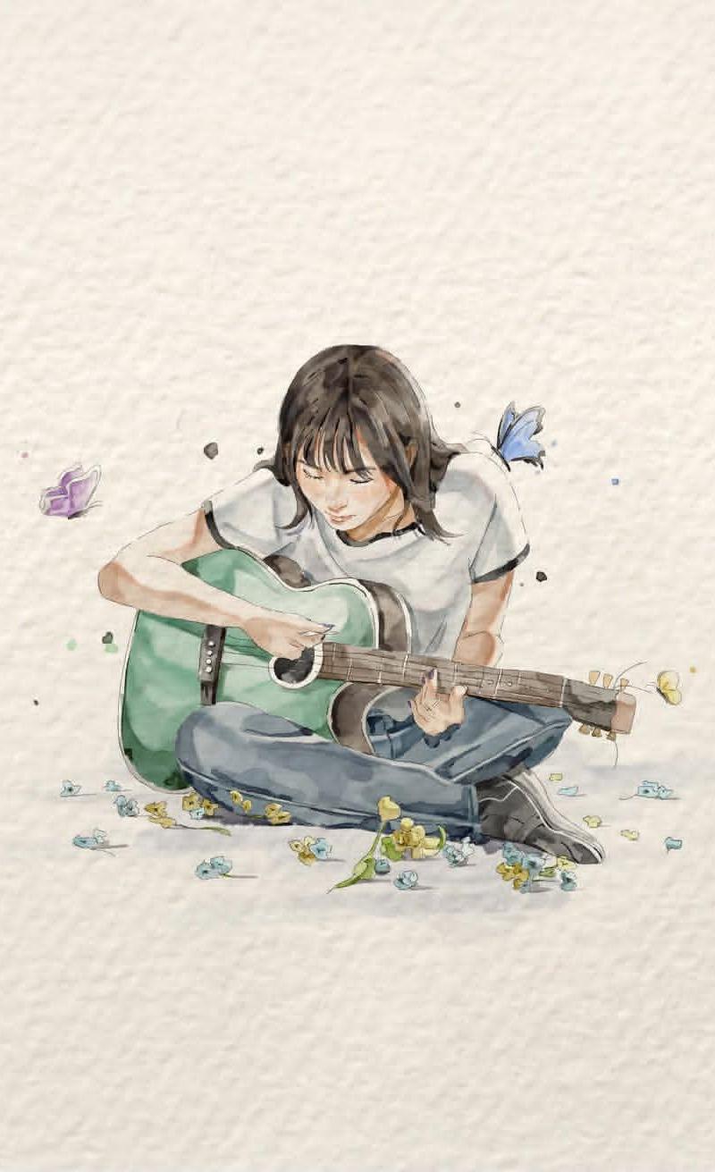 唯美日系手绘水彩绘本插画