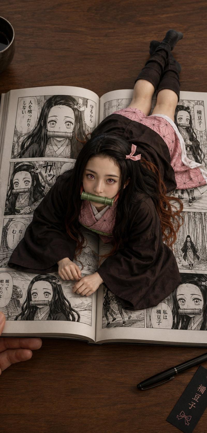 鬼灭之刃漫画角色桌面立体摄影