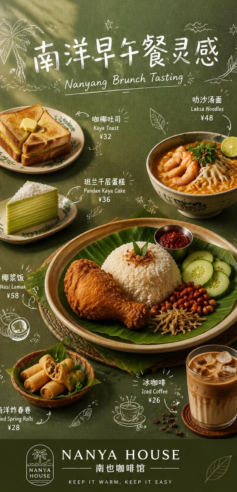 餐饮手绘菜单海报提示词