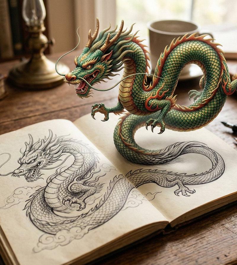 纸上神龙破壁化真的奇幻瞬间
