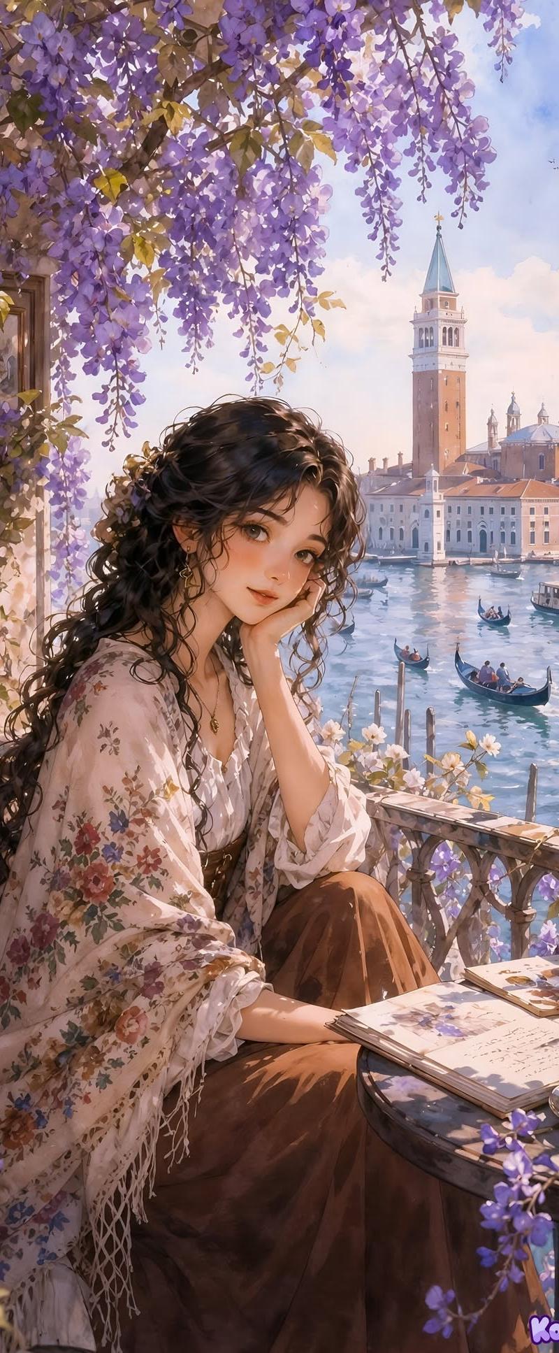 梦幻动漫风欧洲乡村繁花少女