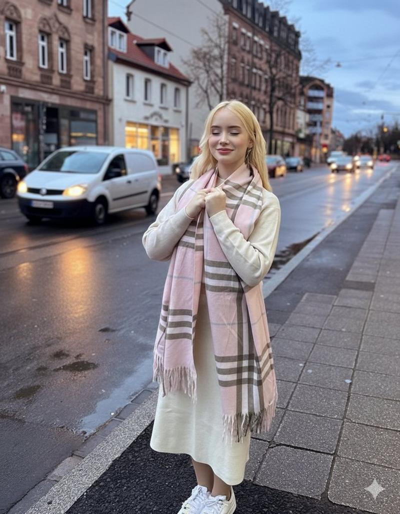 暮色欧洲古街漫步的梦幻时尚少女