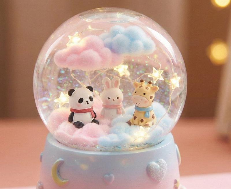 梦幻水晶球里的微缩发光奇幻世界