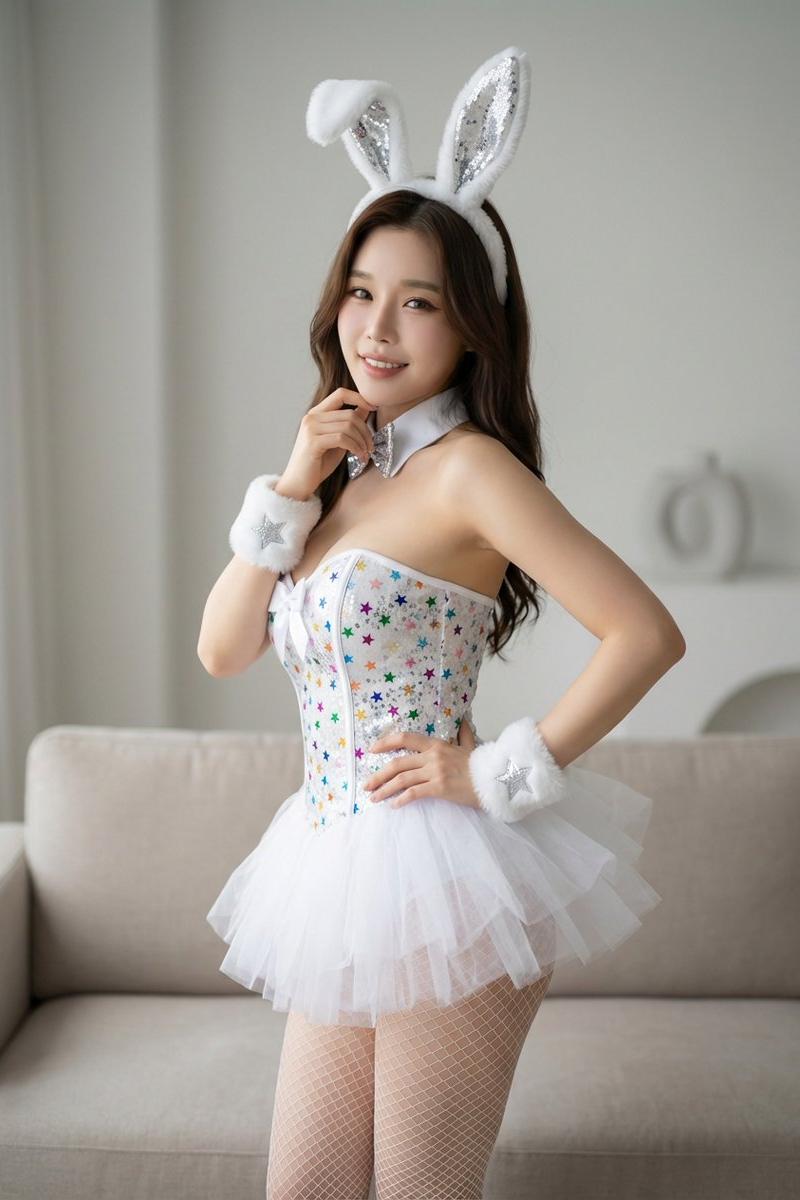 梦幻银白星闪兔耳少女纯欲写真