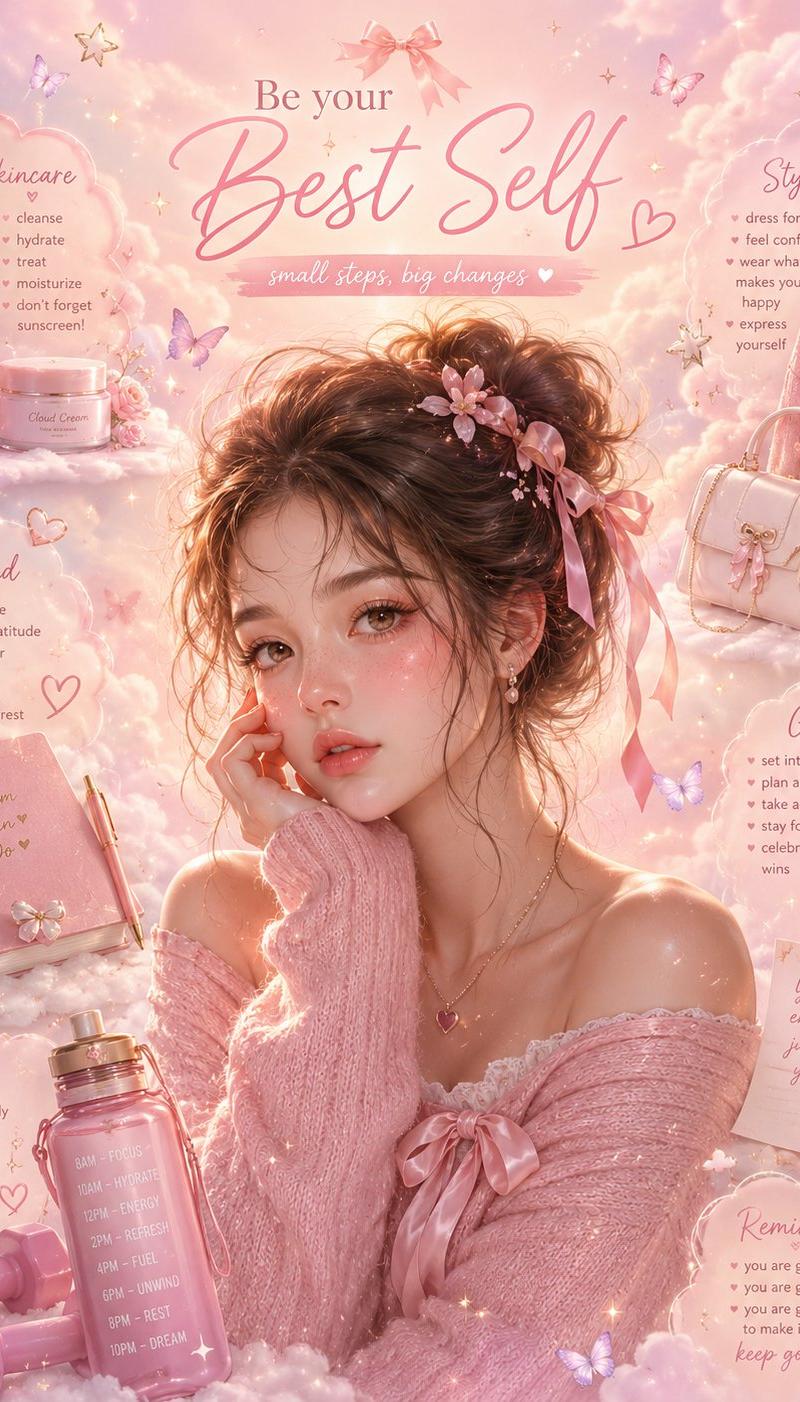 梦幻感柔和少女审美海报插画