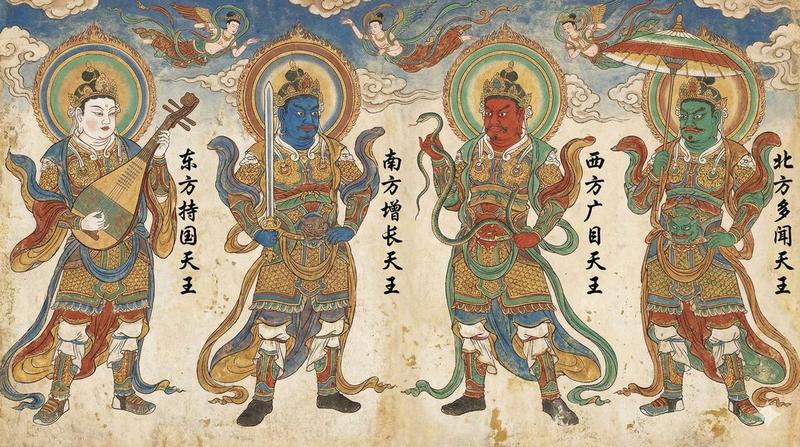 敦煌遗韵：威严赫赫的四大天王全景图