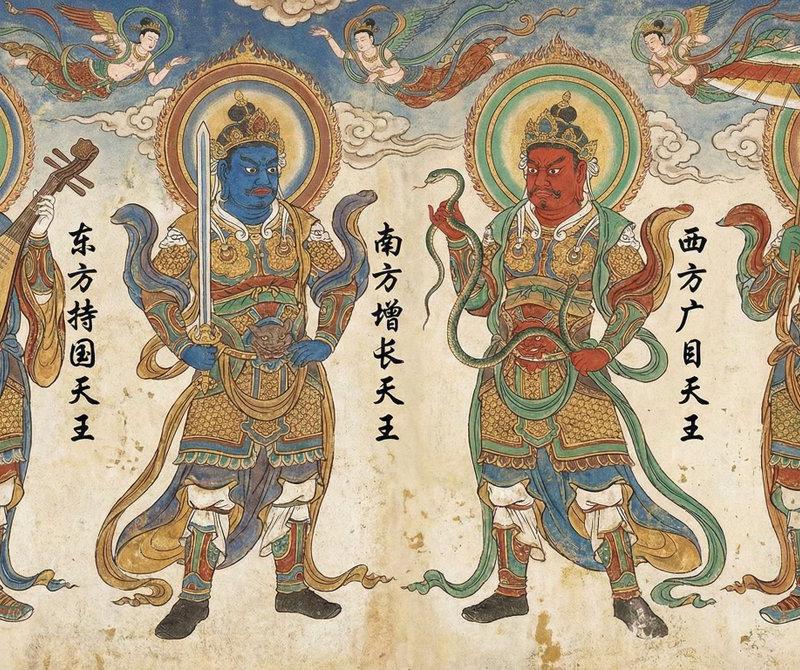 敦煌遗韵：威严赫赫的四大天王全景图