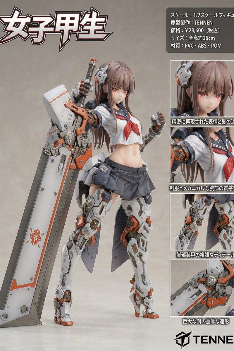 精致重装机甲美少女手办产品级渲染
