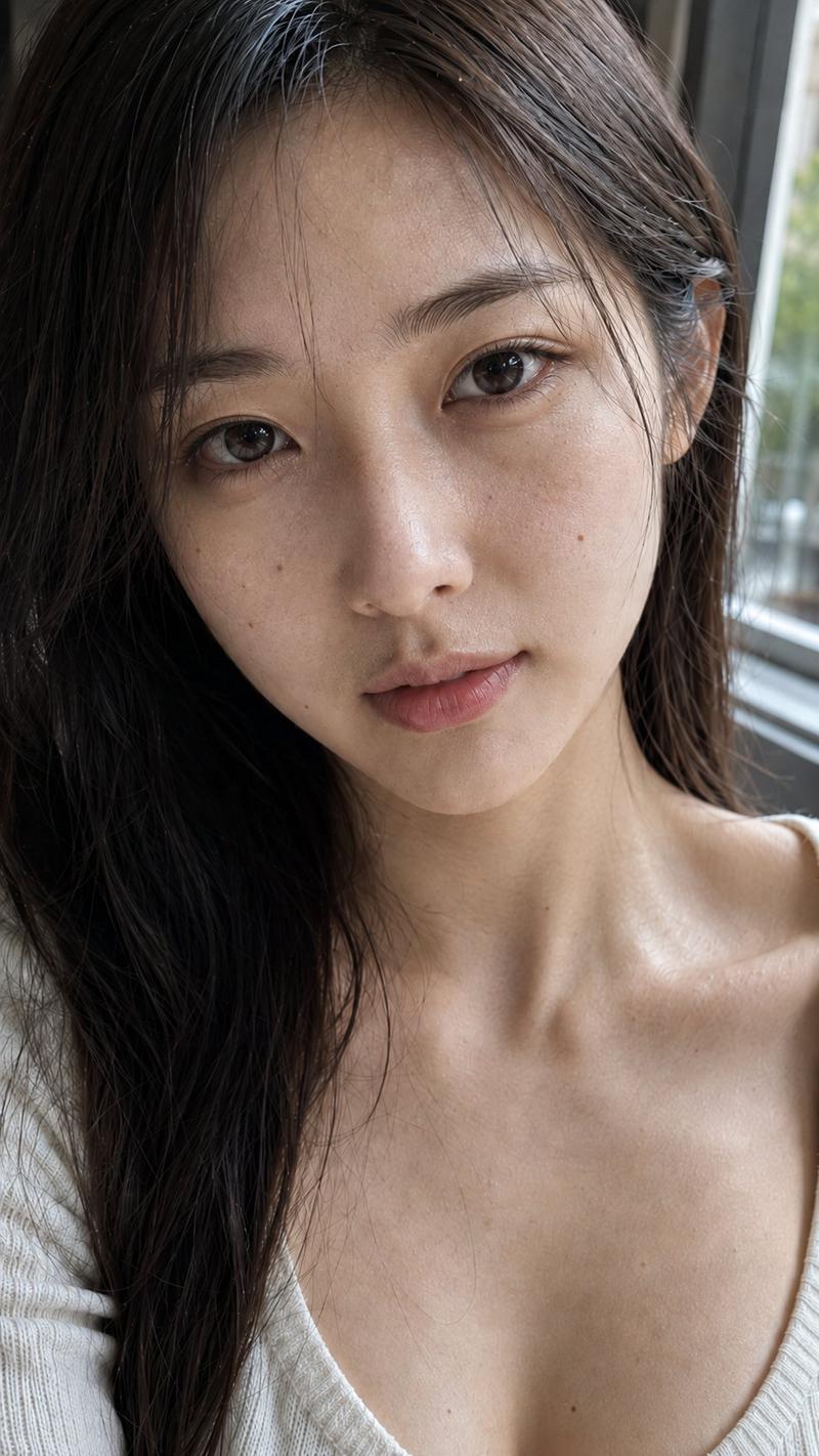 极致写实东方女性原片质感近景肖像