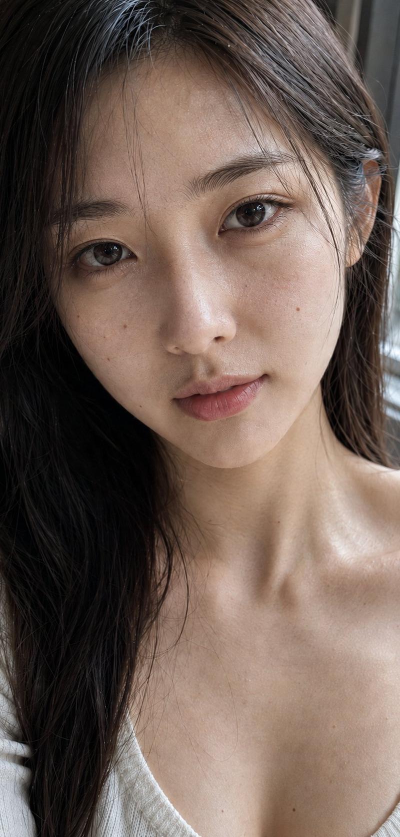 极致写实东方女性原片质感近景肖像