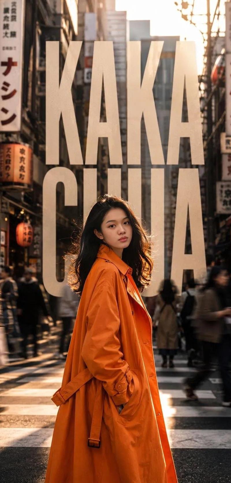 极高质感东京街头橙色时尚大片