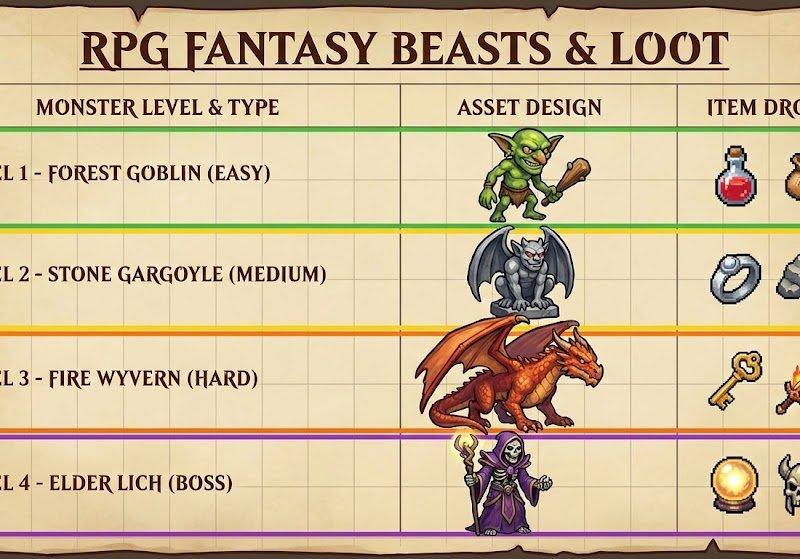 奇幻魔物图鉴与掉落设定表