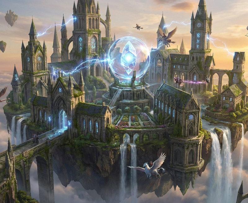 云端之上悬浮的神秘奥术魔法学院