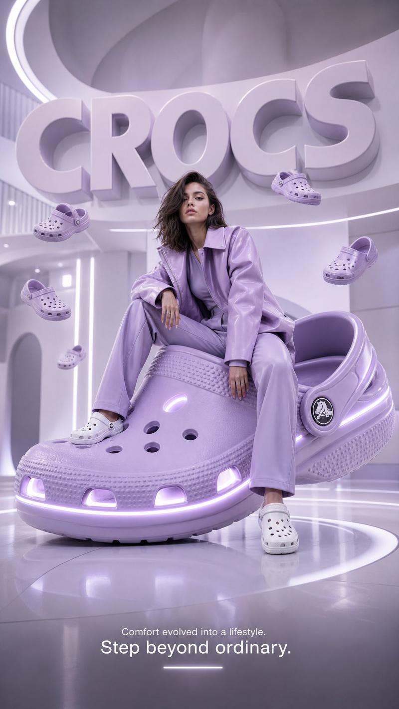 未来派奢侈时尚Crocs广告海报
