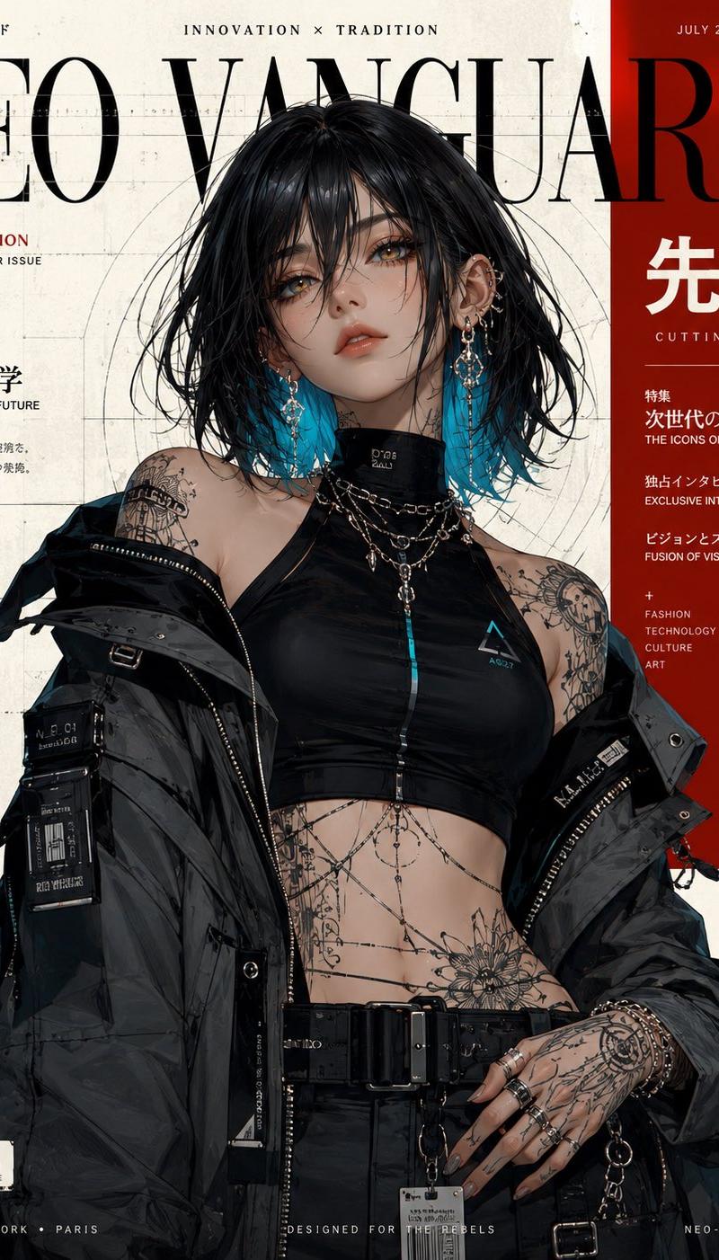 未来主义奢华动漫时尚封面插画