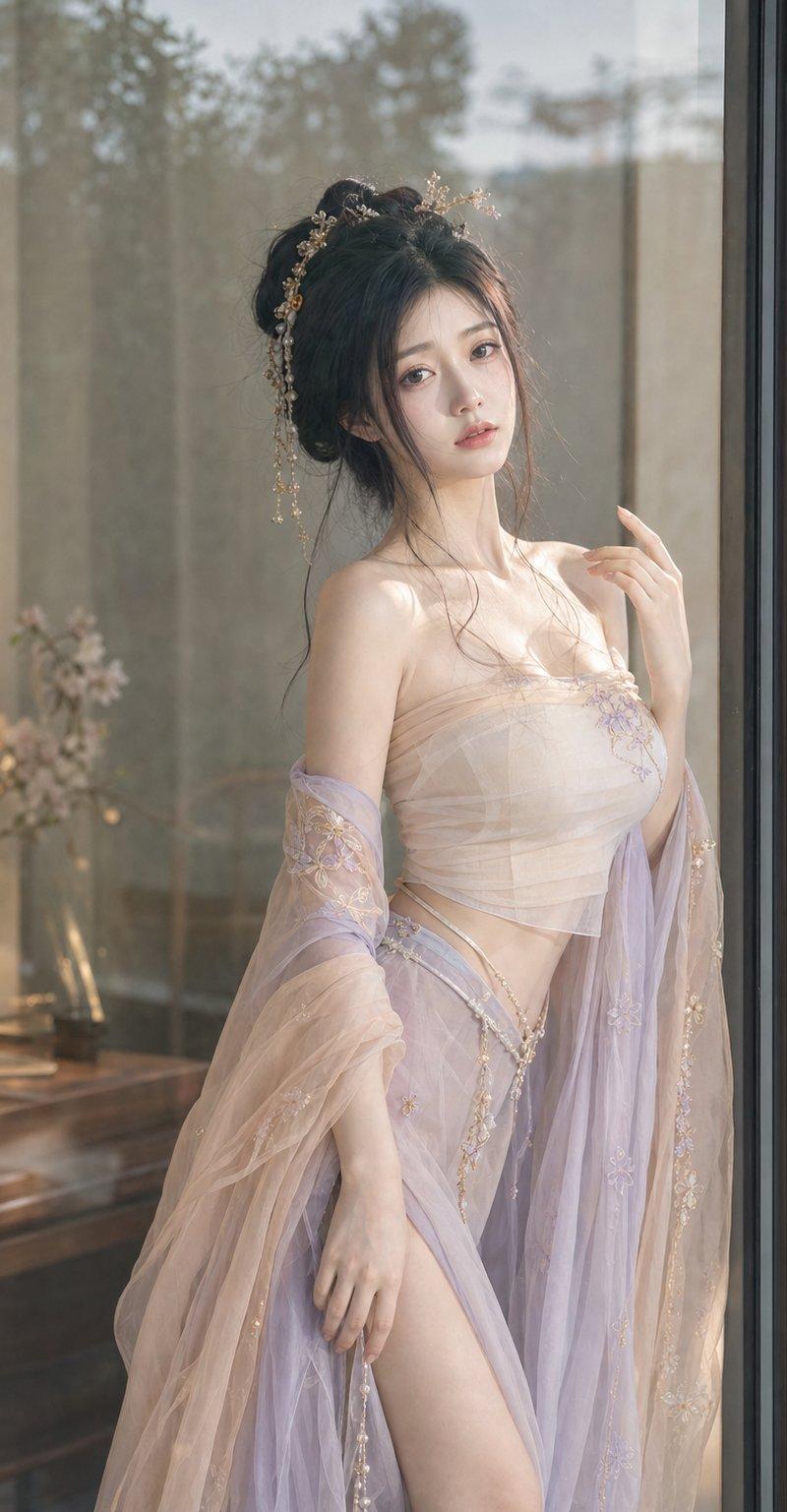 玻璃叠影夏日古风女性写真