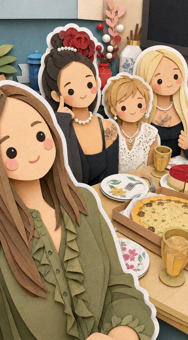 手工剪纸分层插画风格
