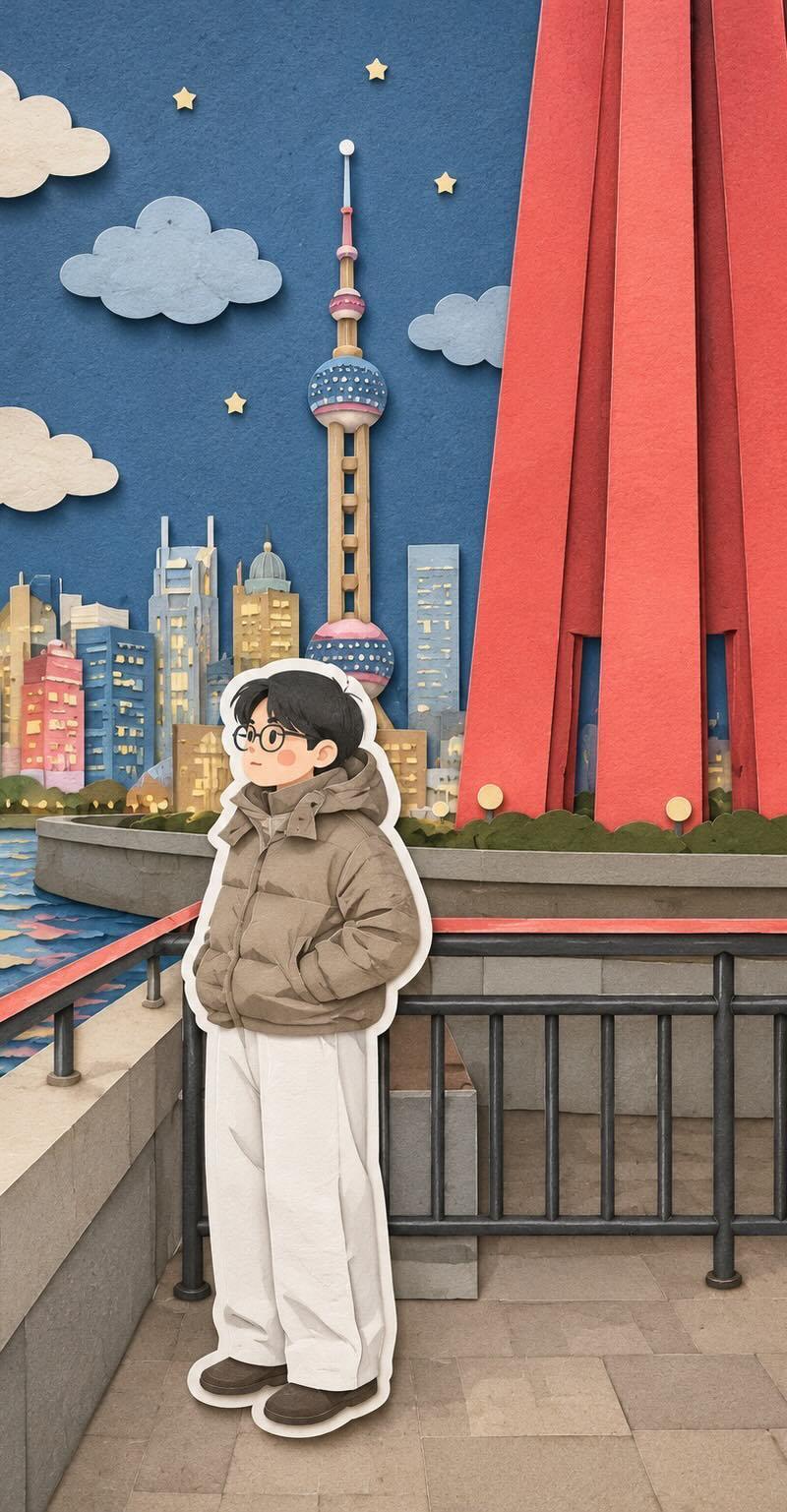 手工剪纸多层立体插画风格