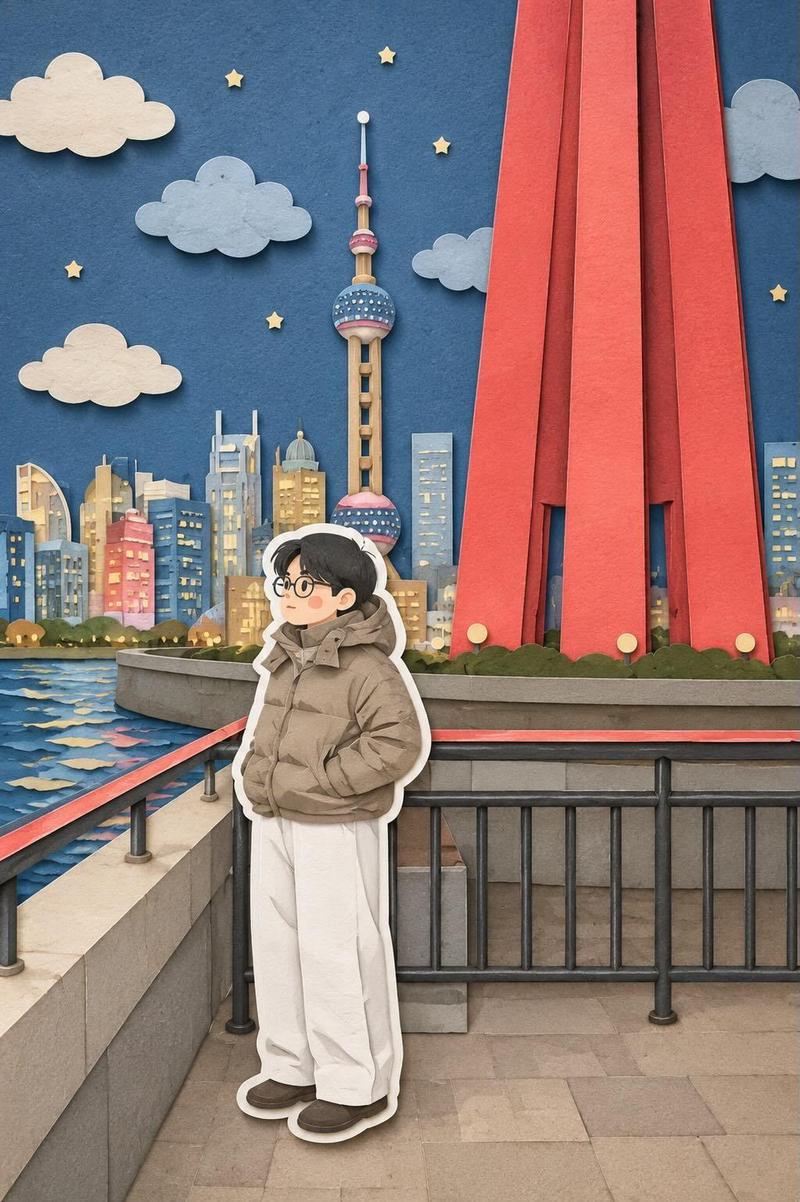 手工剪纸多层立体插画风格