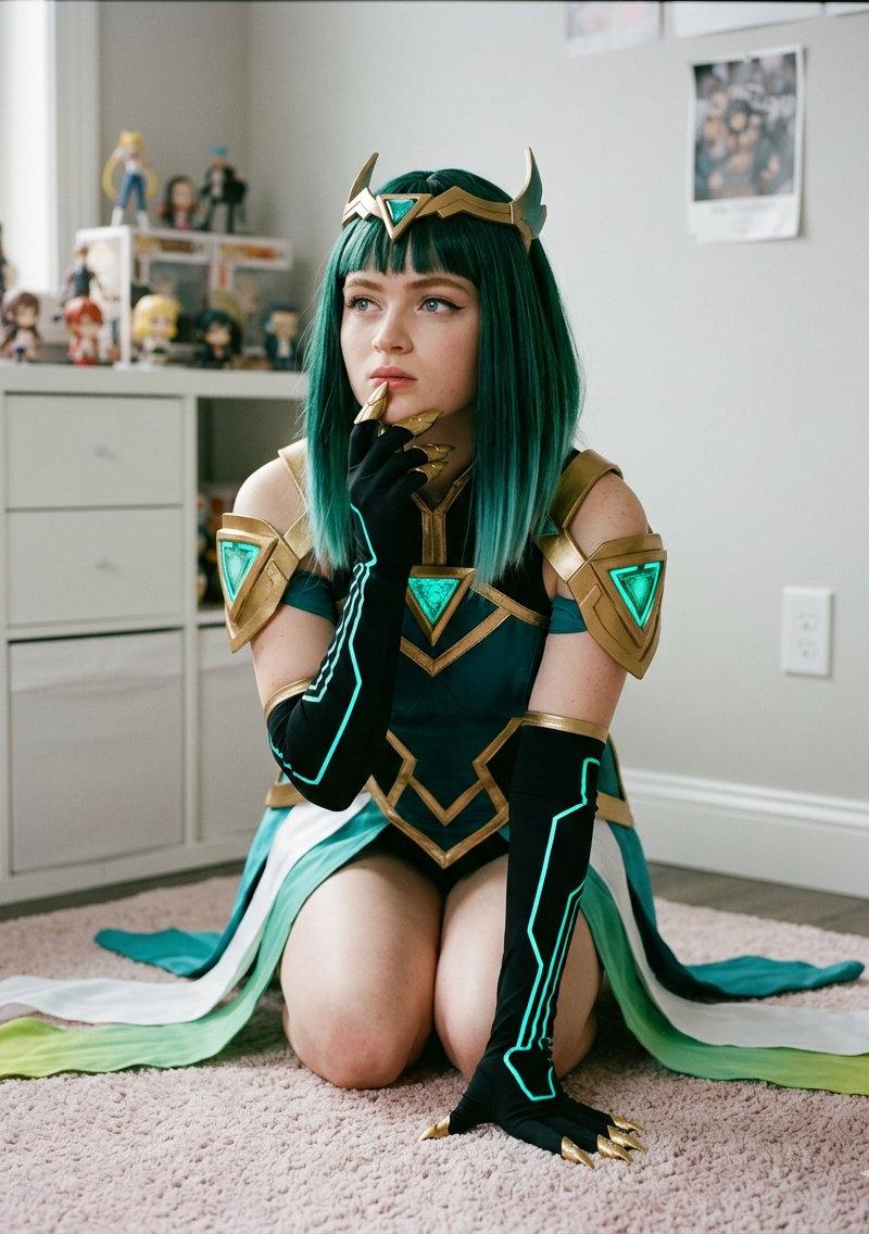 宅室内的硬核科幻风Cosplay少女