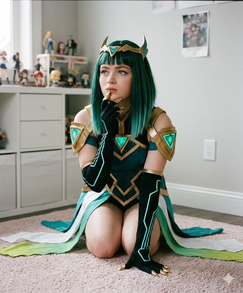 宅室内的硬核科幻风Cosplay少女