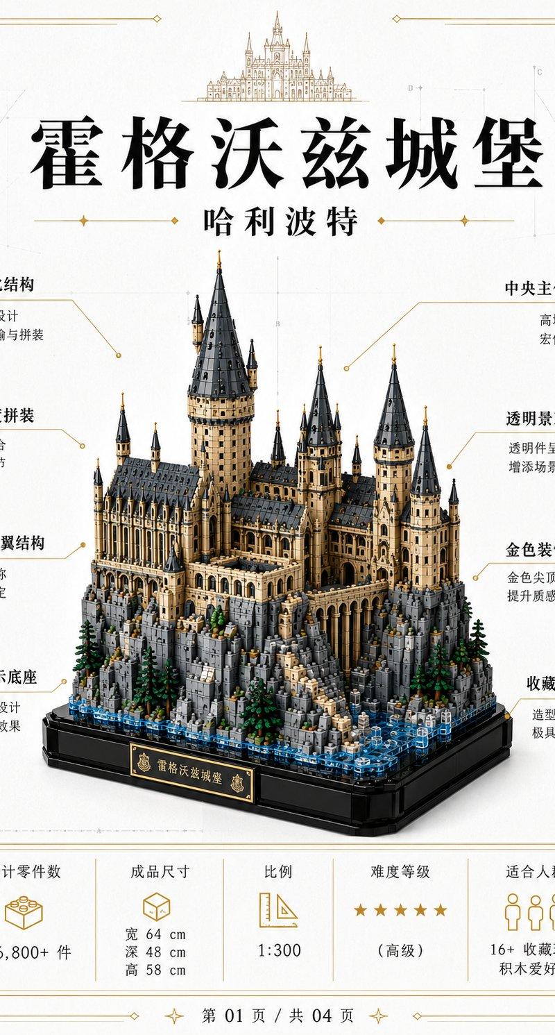 高端拼插积木生产图纸手册提示词