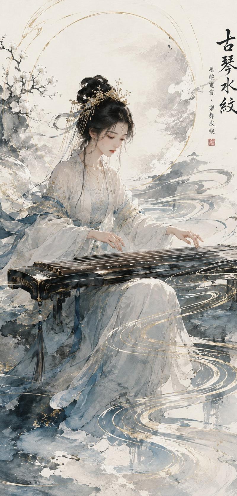 东方音乐视觉高定水墨插画海报