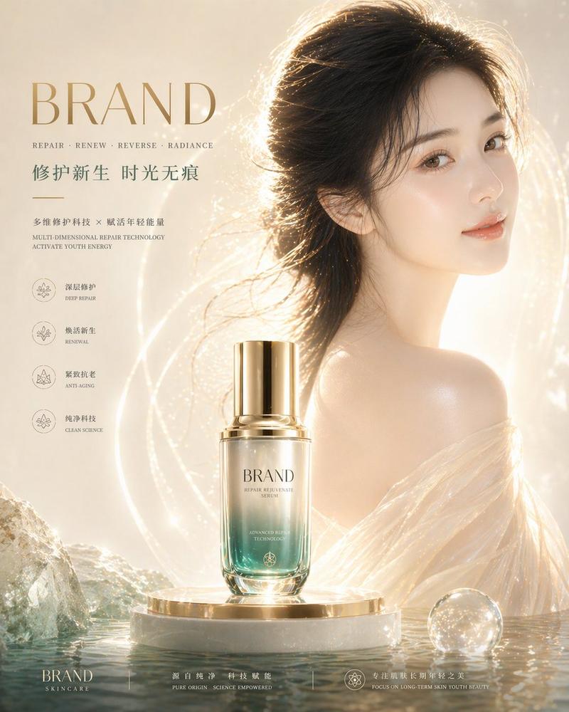 高端护肤广告肌肤质感图