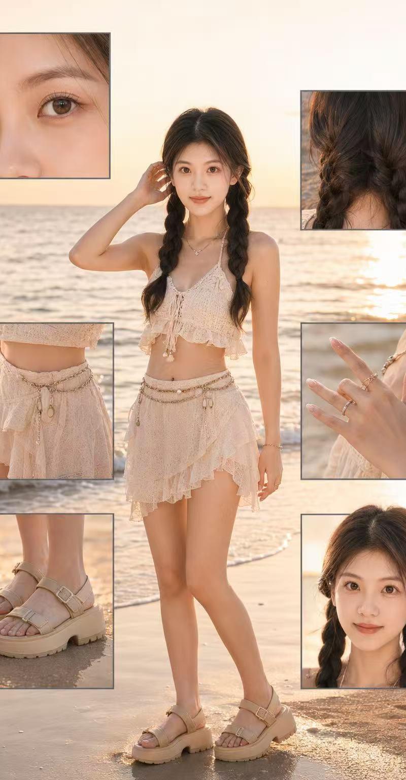 黄金时段海滩高端时尚杂志排版海报