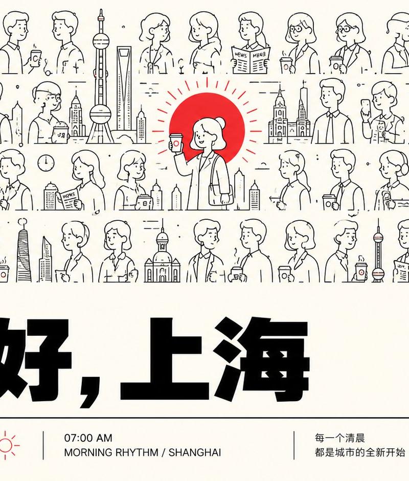 高明度线描群像平面图形海报