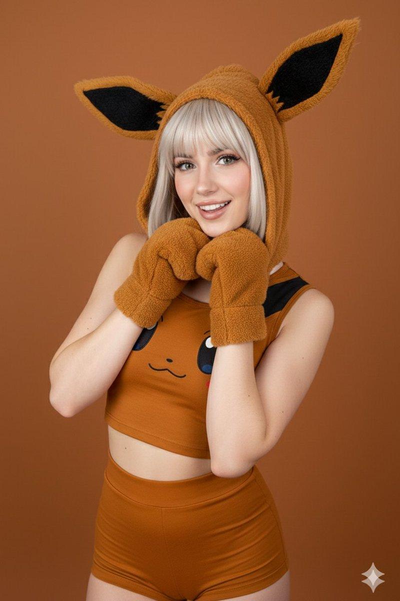 超写实金发伊布Cosplay吐舌俏皮写真