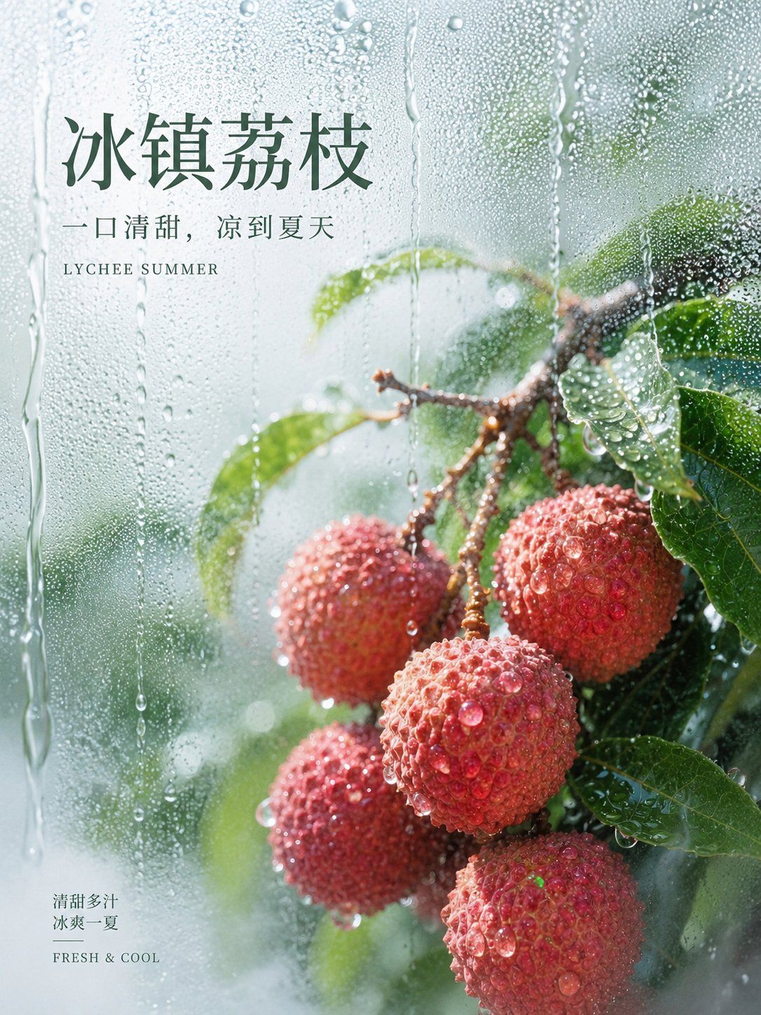 冰镇水雾水果广告海报