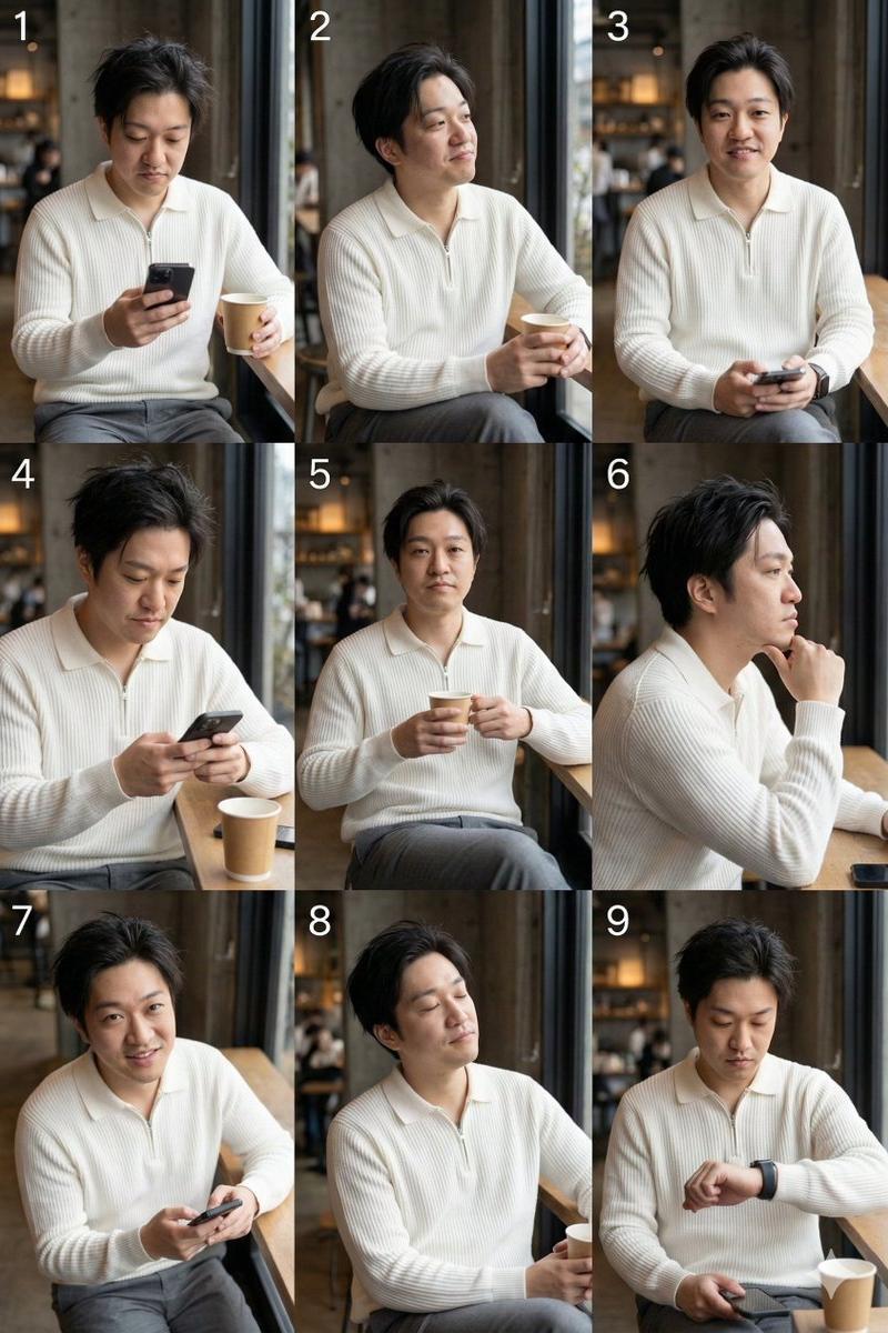 工业风咖啡馆九宫格男模面容
