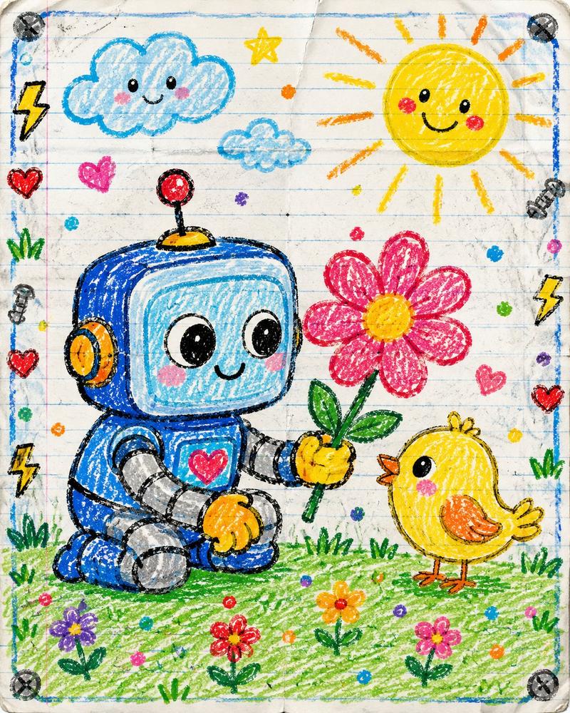 天真童趣作业本儿童蜡笔画