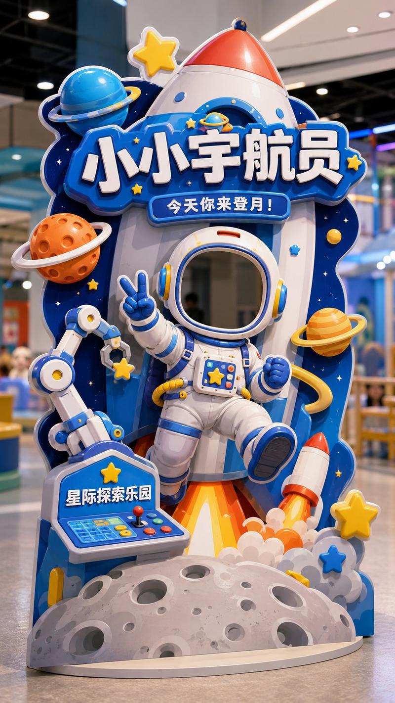 互动打卡异形立牌设计效果图