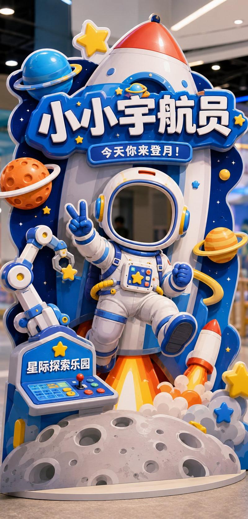互动打卡异形立牌设计效果图