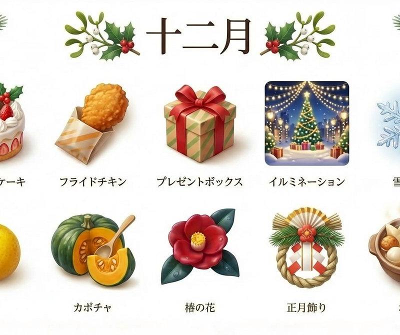 洋溢冬日氛围的日本十二月3D立体图标设计