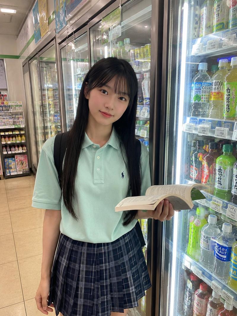 日本长发女生便利店生活感抓拍