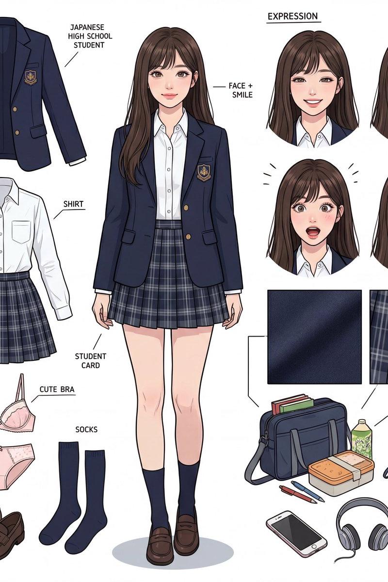 日式制服少女分解图鉴