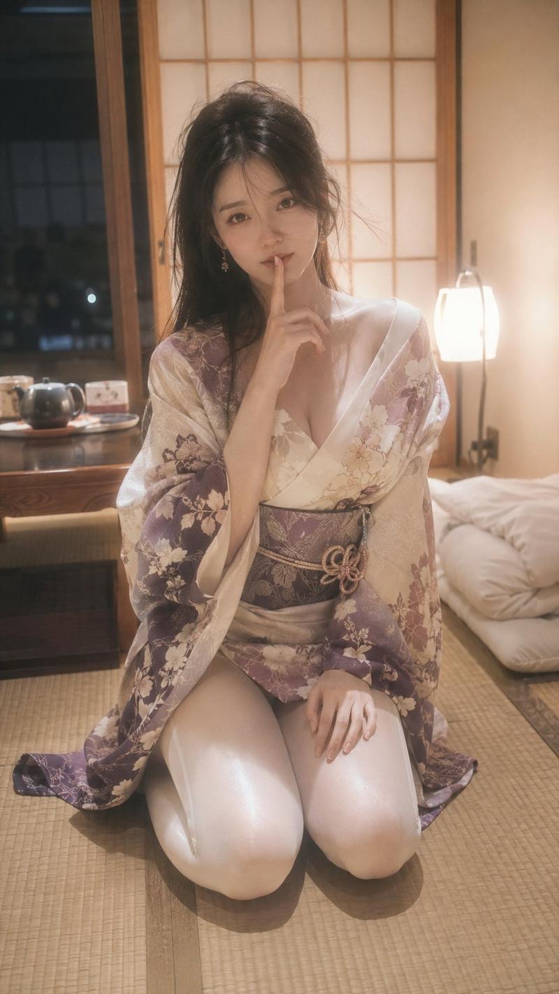 和服少女榻榻米深夜写真肖像