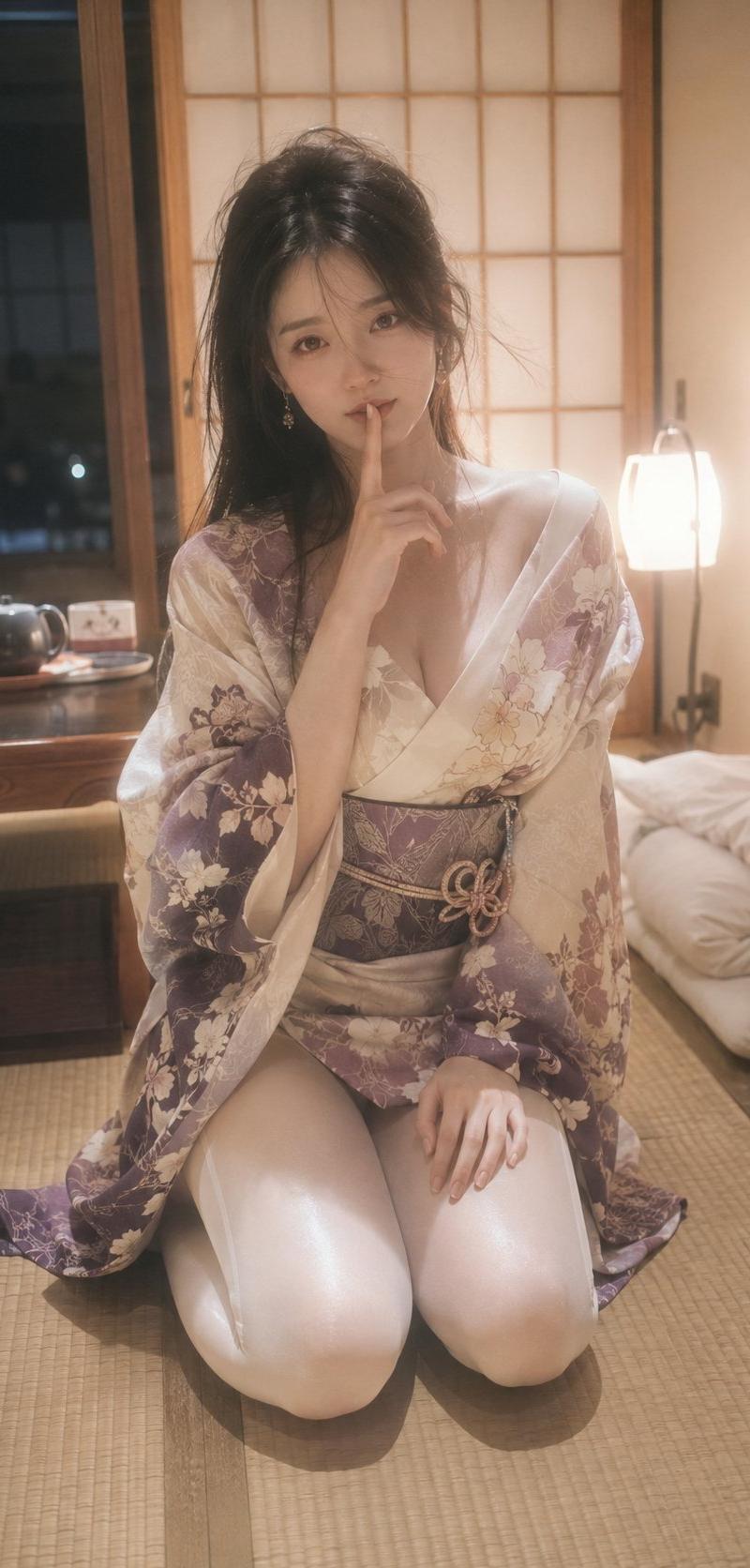 和服少女榻榻米深夜写真肖像