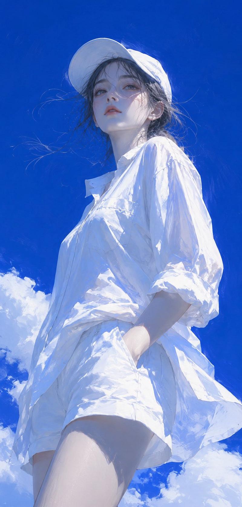 日系清冷夏日半写实插画主体xxx
