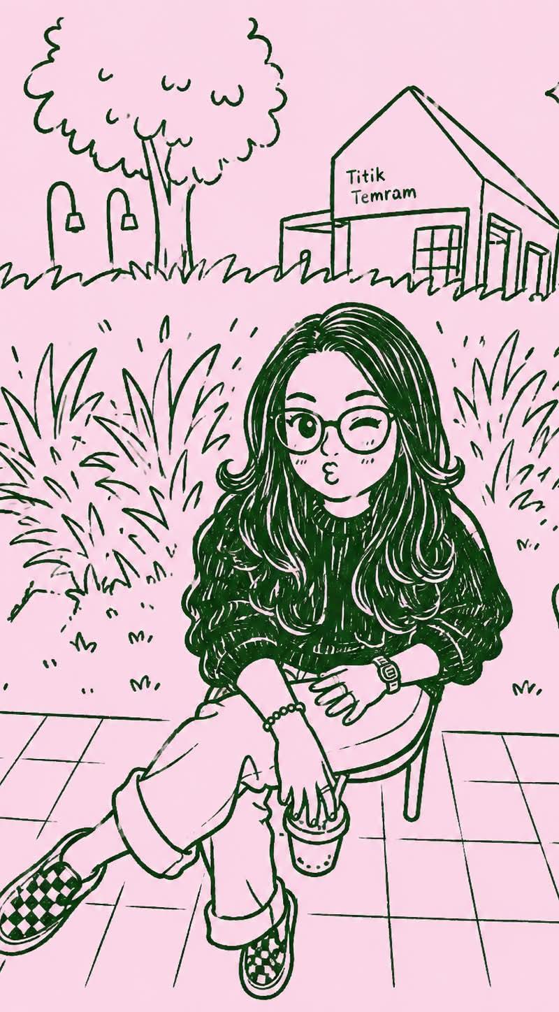 可爱单色涂鸦Q版人像插画