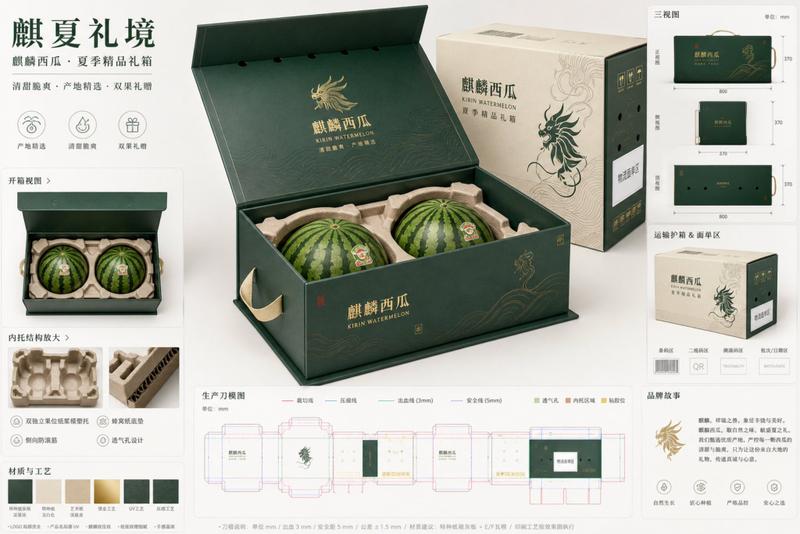 麒麟西瓜高端电商包装提案板