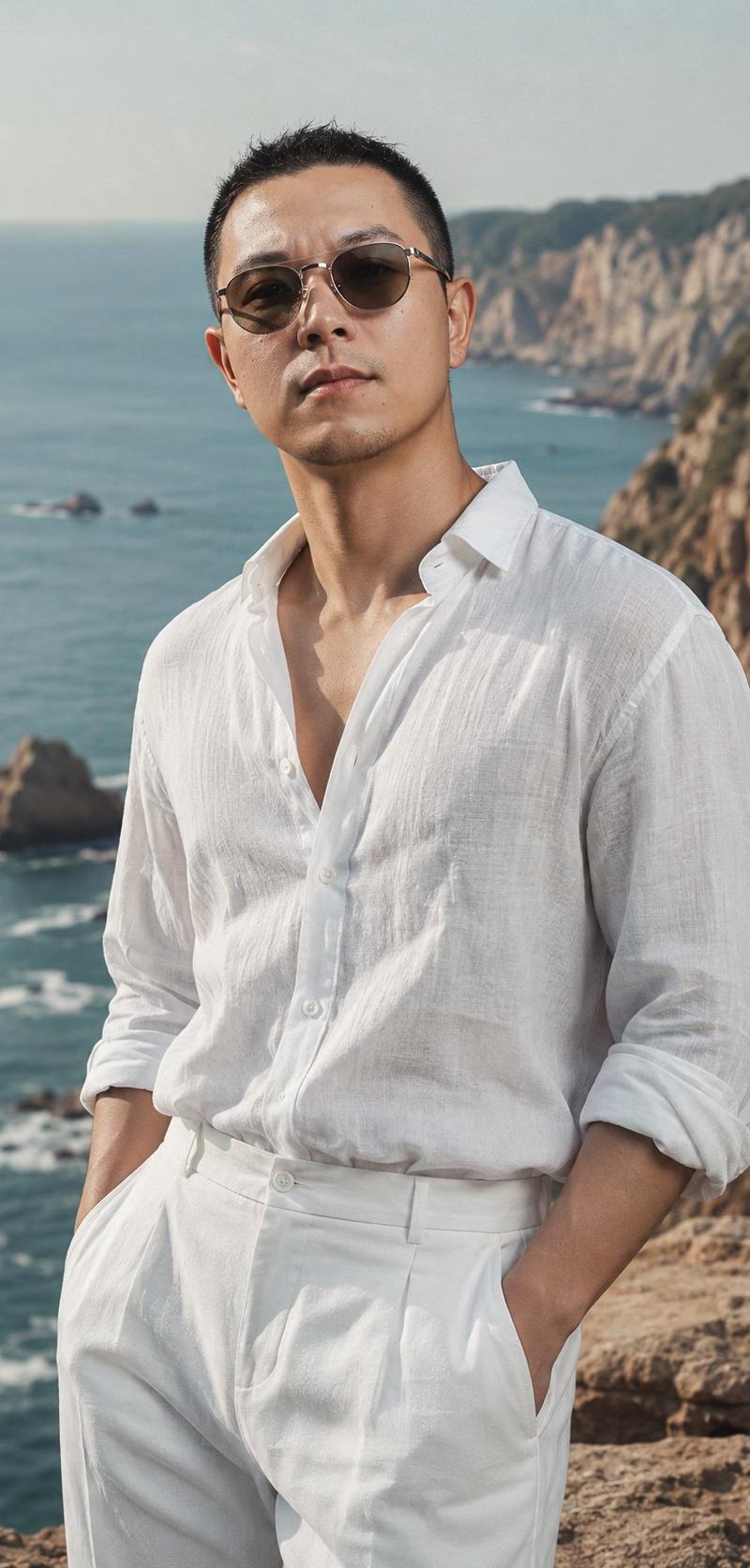 韩系极简奢华海边夏日男士写真