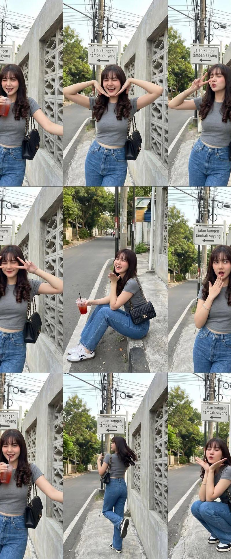 街头韩式风格少女九宫格写真