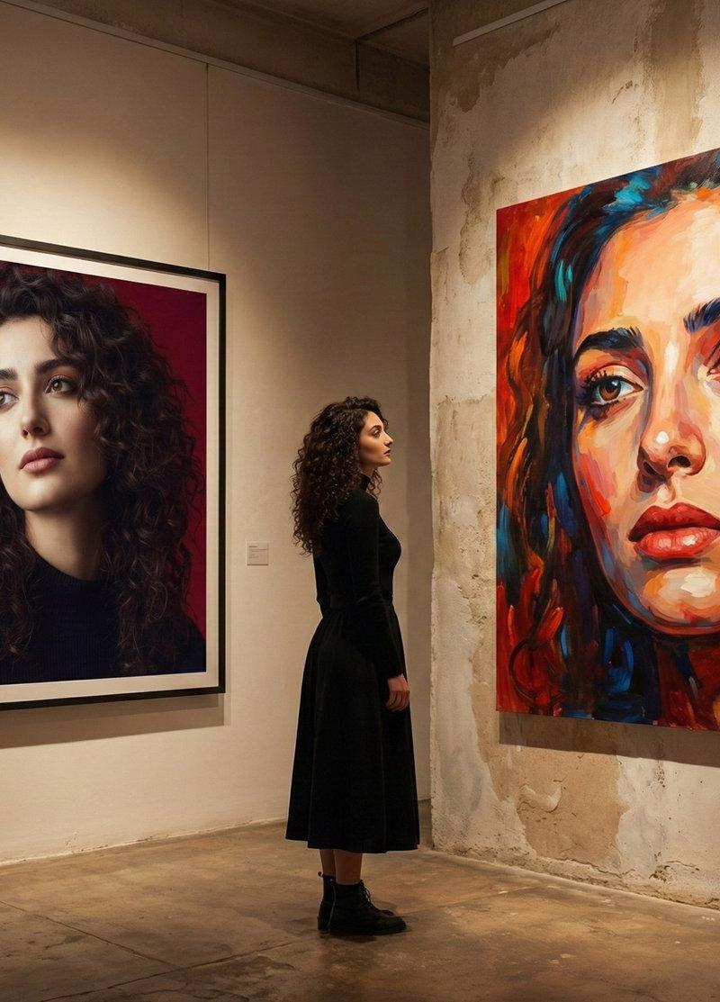 光影交织中写实与抽象的肖像对话