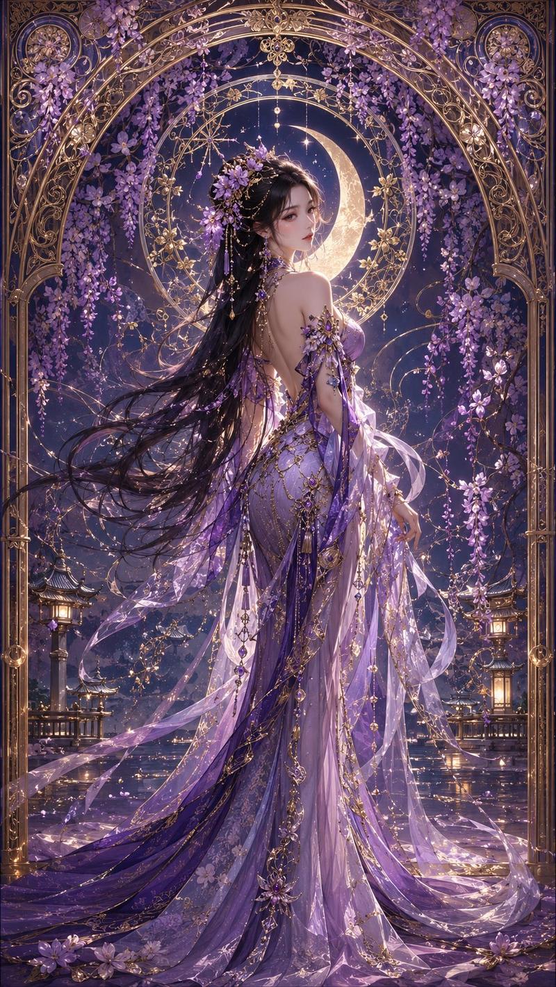 极华丽新艺术风格东方幻想女性立绘海报