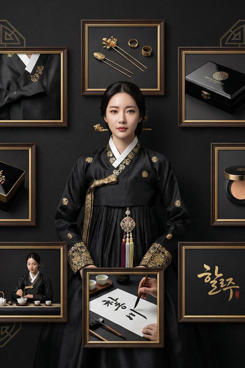 黑金奢华韩服品牌视觉形象设计